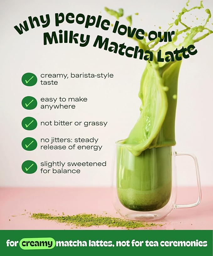 MatchaDNA Matcha Latte – Sweet Matcha Latte Powder with Milk, No Sugar Added – Green Tea Lattes Mix for Hot or Iced Drinks – Organic Macha Tea, Antioxidant Rich, Smooth Energy Boost (5.3 oz Pouch)