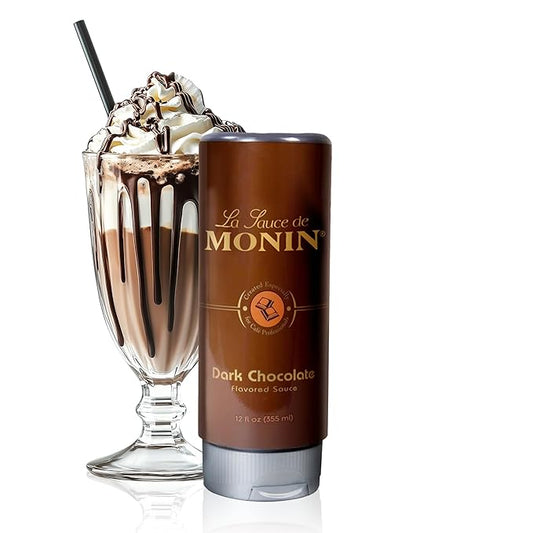 Monin - Gourmet Dark Chocolate Sauce, Velvety and Rich, Great for Desserts, Coffee, and Snacks, Gluten-Free, Non-GMO (12 Ounce) by Monin