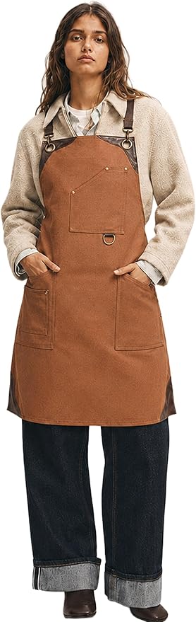 Professional Work Apron for Men & Women – 100% Cotton with waterproof Membrane, Cross Back Straps by Unknown