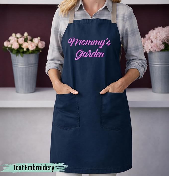 TEEAMORE Custom Apron with Pockets for Women Men Add Your Text Logo Chef Kitchen Cotton Adjustable Crossback Straps - Image 9