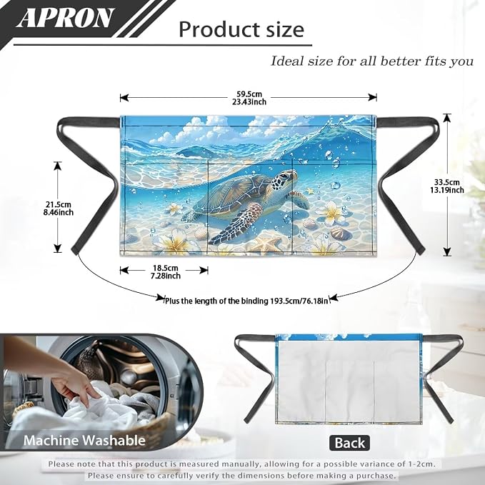 Server Apron with 3 Pockets 13 Inch Short Half Waist Aprons Waterproof Cooking Aprons for Women Men - Image 7