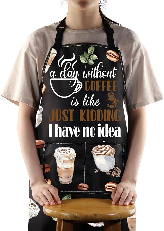 JNIAP Coffee Apron for Barista - Themed Apron for Coffee Shop, Server, Lover Gift