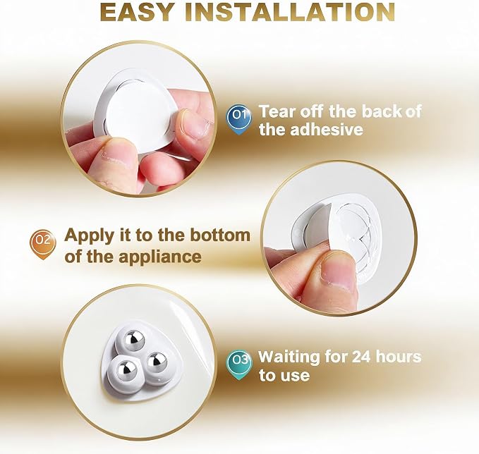 Self Adhesive Caster Wheels for Countertop - Furniture Sliders & Appliance Rollers for Kitchen, Coffee Machine, Blender, Oven (White, 16pcs) - Image 6