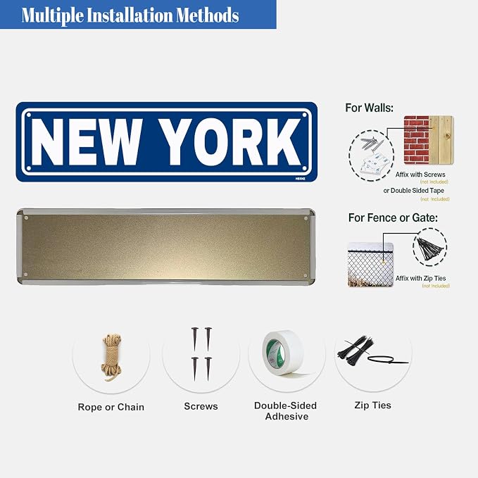 New York Sign Wall Decor Metal Tin Signs Street Signs Metal Sign for Cafes Bar Pub Beer Club Wall Home Decor 16X4 Inches - Image 4