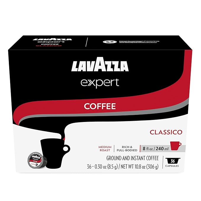 Lavazza Expert Classico Coffee Capsules, Medium Roast, Arabica and Robusta Blend, Compatible with Lavazza Classy Plus Machine (72 Capsules)