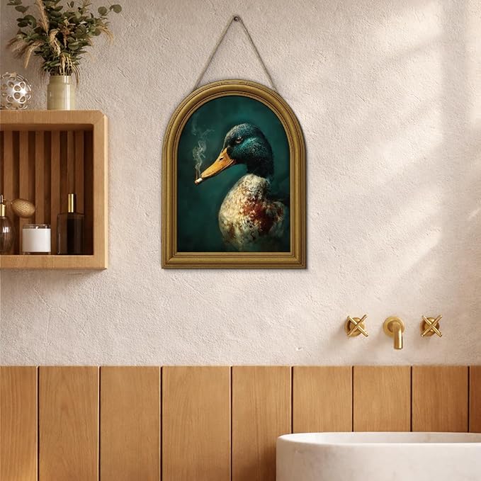 3D Funny Mallard Duck Table Decor Sign, Vintage Green Duck Animal Wall Art Sign for Home Farmhouse Bar Desk Wall Shelf Decor 8x10 Inch