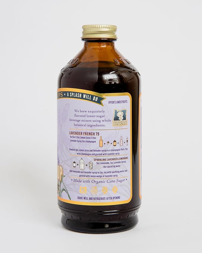 Portland Syrups Lavender Syrup - Lavender Beverage Concentrate for Tea, Matcha, Coffee, Sodas, and Baking - Floral Flavor for Crafting Refreshing Drinks - 12 oz Bottle, 24 Servings (Pack of 2)