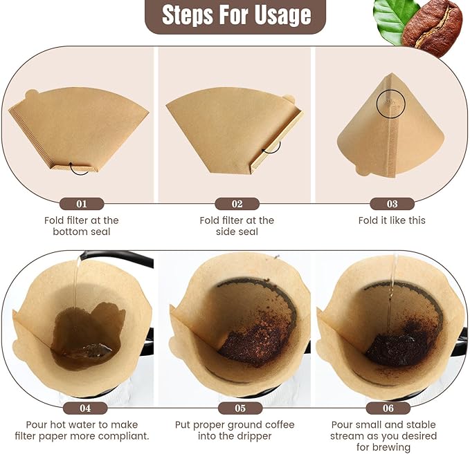 600Pcs Cone Coffee Filters #4, Clinuse Unbleached Size 04 Coffee Filters 8-12 Cup, Disposable Natural Paper Filters, No.4 Cone Filters Compatible with Ninja, Cuisinart, Pour Over and Drip Coffee Maker