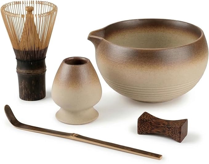 Matcha Whisk Set, 5-Piece Matcha Kit with Ceramic Matcha Bowl, Bamboo Whisk, Scoop - Complete Matcha Tea Set Perfect for Beginners & Matcha Lovers