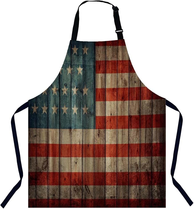 USA Flag Kitchen Apron for Women Men, Unisex Adjustable Cooking Apron, Waterproof Apron for Home Kitchen, Restaurant, Coffee House by Unknown