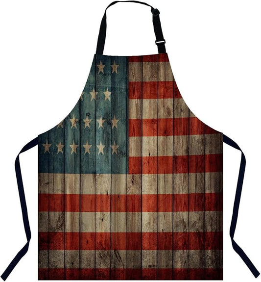 USA Flag Kitchen Apron for Women Men, Unisex Adjustable Cooking Apron, Waterproof Apron for Home Kitchen, Restaurant, Coffee House by Unknown