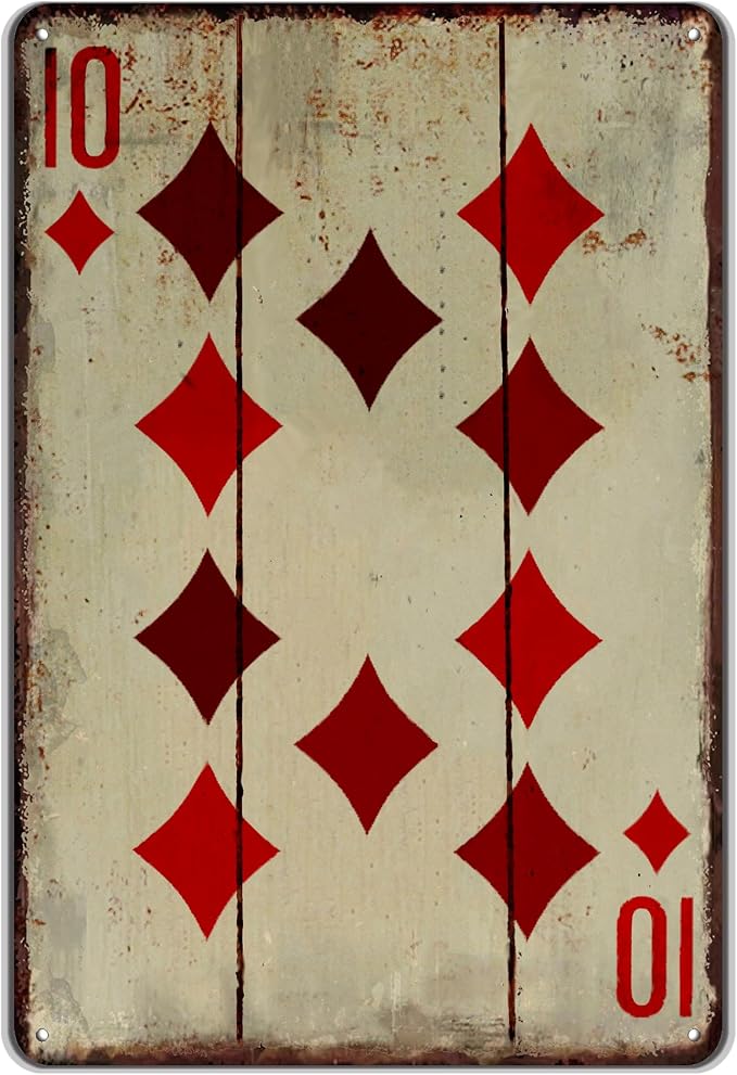 Vintage Poker Wall Decor Metal Sign Retro tin Sign Wall Decorative Signs for Man Cave Home Cafe Pub bar Shop 12x8 Inch Dianmond 10 by TREEPERI