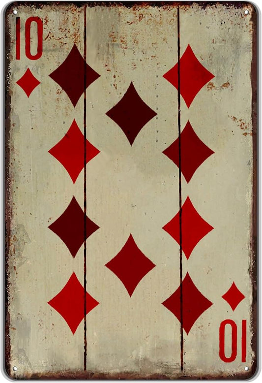 Vintage Poker Wall Decor Metal Sign Retro tin Sign Wall Decorative Signs for Man Cave Home Cafe Pub bar Shop 12x8 Inch Dianmond 10 by TREEPERI