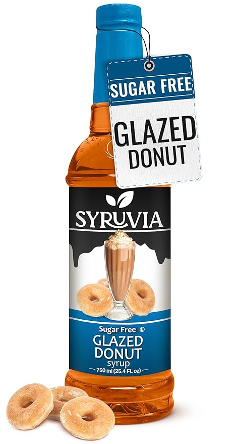 Syruvia Sugar Free Coffee Syrup, Glazed Donut Flavored Syrup for Drinks, Lattes, and Desserts – 25.4 fl oz