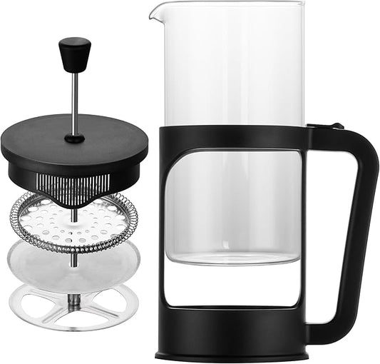 French press, borosilicate glass French press coffee maker, 3 layer stainless steel tea press,34oz large french press, suitable for home, office, kitchen, travel, fashion black