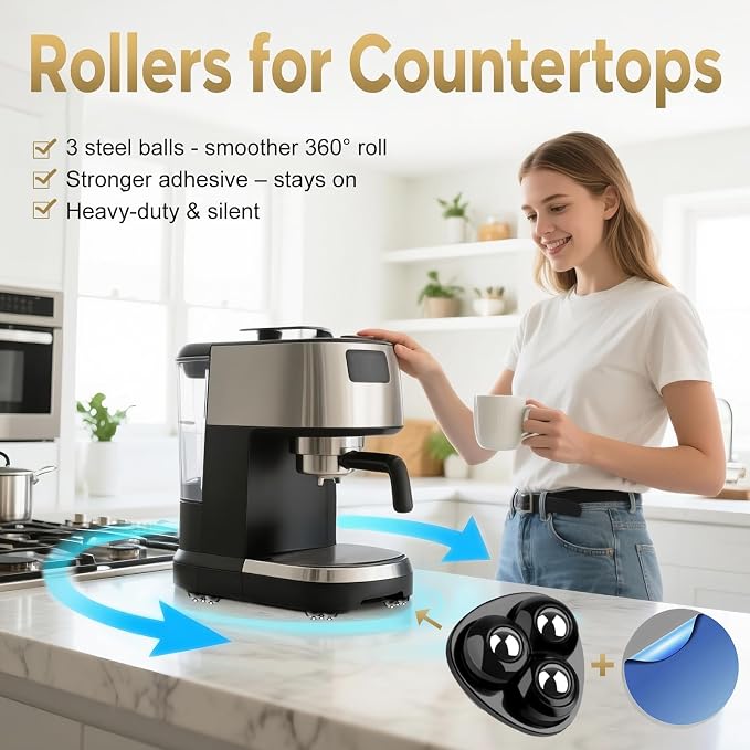 Appliance Casters - Furniture Sliders & Appliance Rollers for Kitchen, Coffee Machine, Blender, Oven Countertop Sliding (Black, 16pcs) - Image 2