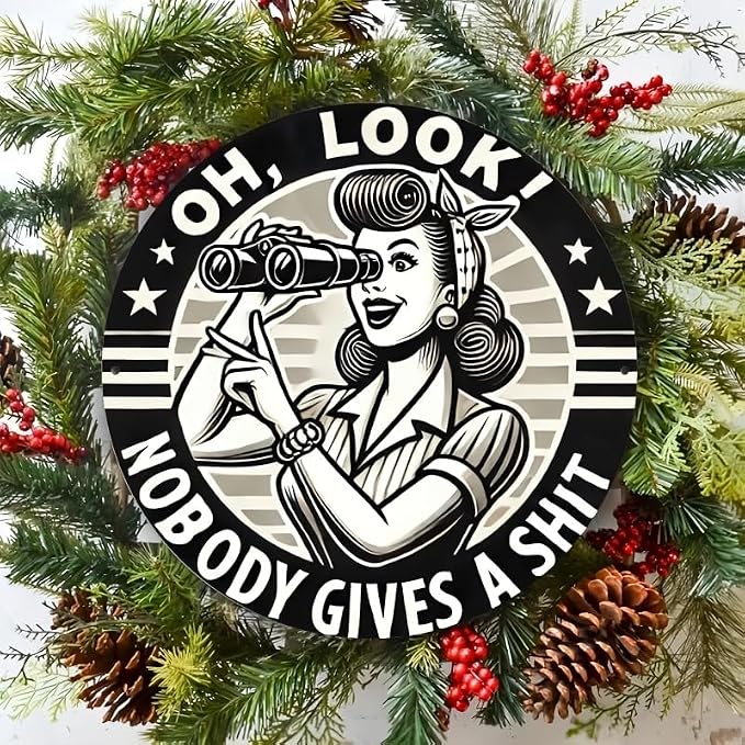 1pc Humorous Quote Round Iron Sign, 8x8 Inch "Nobody Gives a Shit" Wall Art, Decorative Metal Plaque for Home, Garage, Street, Backyard, Club, Bar, Cafe - Gift Idea - Image 4