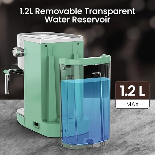 20 Bar Espresso Machine, Professional Stainless Steel Coffee Maker with LCD Display, 45oz Removable Water Tank, Home & Office Espresso Maker for Cappuccino Latte Macchiato, Green