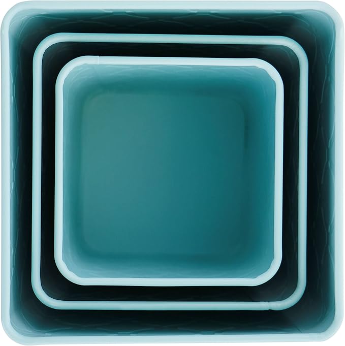 Megachef 3 Piece Square Iron Canister Set in Turquoise