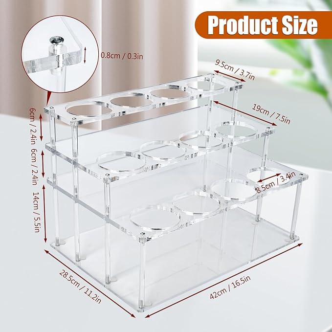 Acrylic 12 Bottle Capacity Coffee Syrup Organizer, 3-Tier Coffee Syrup Rack, Syrup Bottle Holder Stand for Coffee Bar Kitchen Countertop, Family Storage for Syrup Wine Dressing