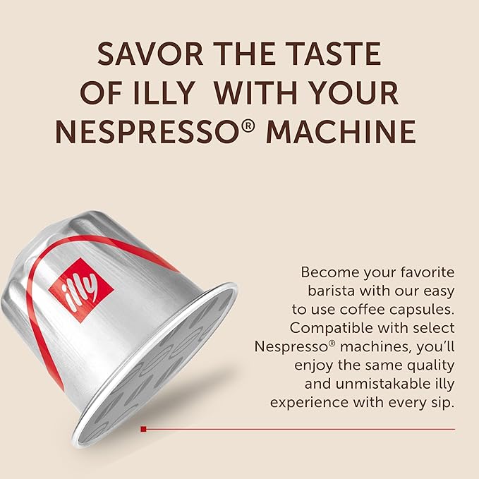 illy Espresso Compatible Capsules, Coffee Pods for Nespresso Original Line Machine, Classico Lungo Medium Roast, 100% Arabica, Premium Italian Coffee, Single Serve, 10 Count, 5 Pack