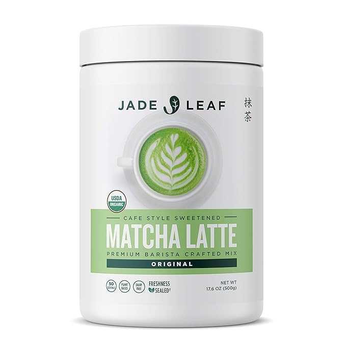 Jade Leaf Matcha Organic Matcha Latte Mix - Bulk Value Size - Lightly Sweet Japanese Matcha Green Tea Powder with Organic Cane Sugar for Café Style Blend, 17.6 Ounce / 500g (Pack of 1)