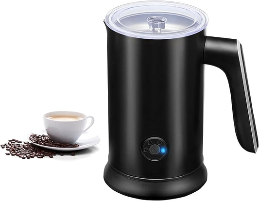 Simple Deluxe Electric Milk Frother, 4 in 1 Electric Milk Steamer 250ml/8.4oz Automatic Hot and Cold Milk Foam Maker and Milk Warmer for Latte, Macchiato, Cappuccinos,Black
