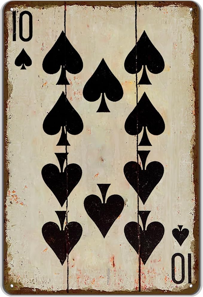 Vintage Poker Wall Decor Metal Sign Retro tin Sign Wall Decorative Signs for Man Cave Home Cafe Pub bar Shop 12x8 Inch Spades 10 by TREEPERI