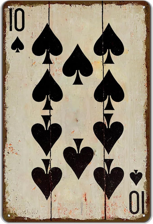 Vintage Poker Wall Decor Metal Sign Retro tin Sign Wall Decorative Signs for Man Cave Home Cafe Pub bar Shop 12x8 Inch Spades 10 by TREEPERI