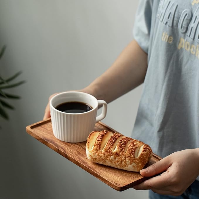 Wooden Serving Platter, Small Decorative Trays for Parties, Appetizers, Tea/Coffee, and Cheese, Handcrafted Wooden Board Set of 2 (S)