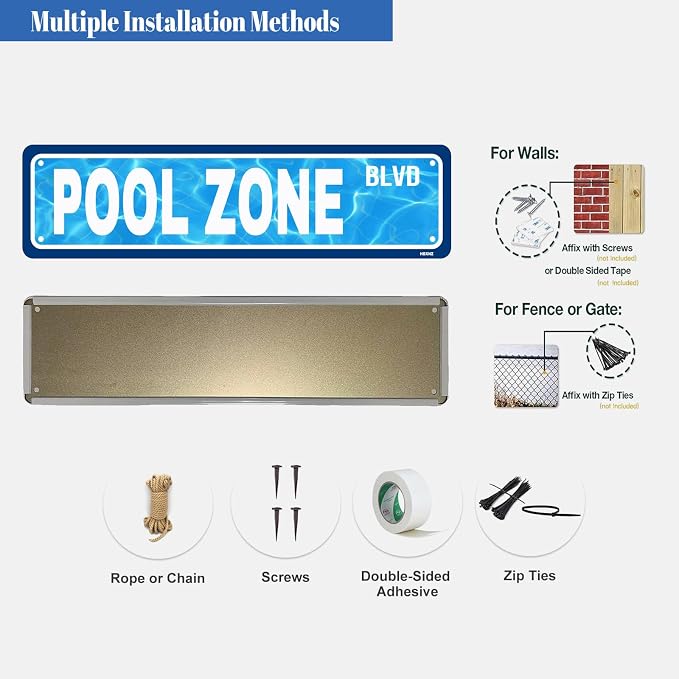 Swimming Pool Zone Sign Metal Tin Signs Tropical Beach Signs Patio Sign for Cafes Bar Pub Beer Club Wall Home Decor 16X4 Inches - Image 4