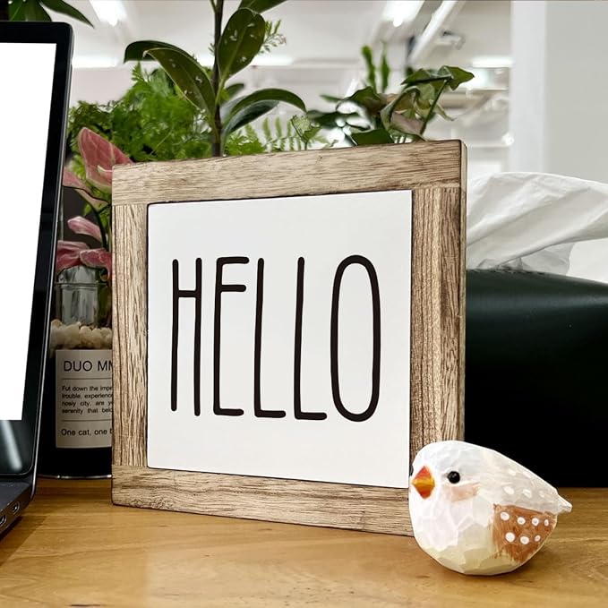 Hello Sign - Wooden Welcome Box for Home Office, Rustic Farmhouse Front Door Decor - Image 6