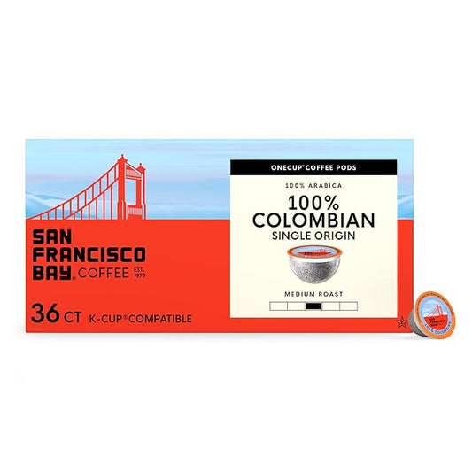 San Francisco Bay Compostable Coffee Pods - 100% Colombian (36 Ct) K Cup Compatible including Keurig 2.0, Medium Roast