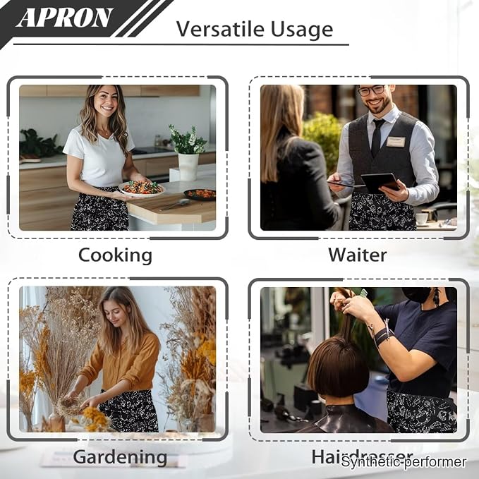 Waist Apron with 3 Pockets Waterproof 13 Inch Short Half Waist Aprons Women Men Server Aprons Waitress Waiter Apron - Image 5