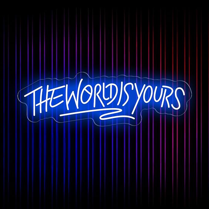 The World is Yours Neon Sign Dimmable World Yours LED Sign for Wall Decor USB Powered Neon Light for Man Cave Home Bar Bistro Club Cafe Wedding Game Room Birthday Gift Graduation Party by Unknown