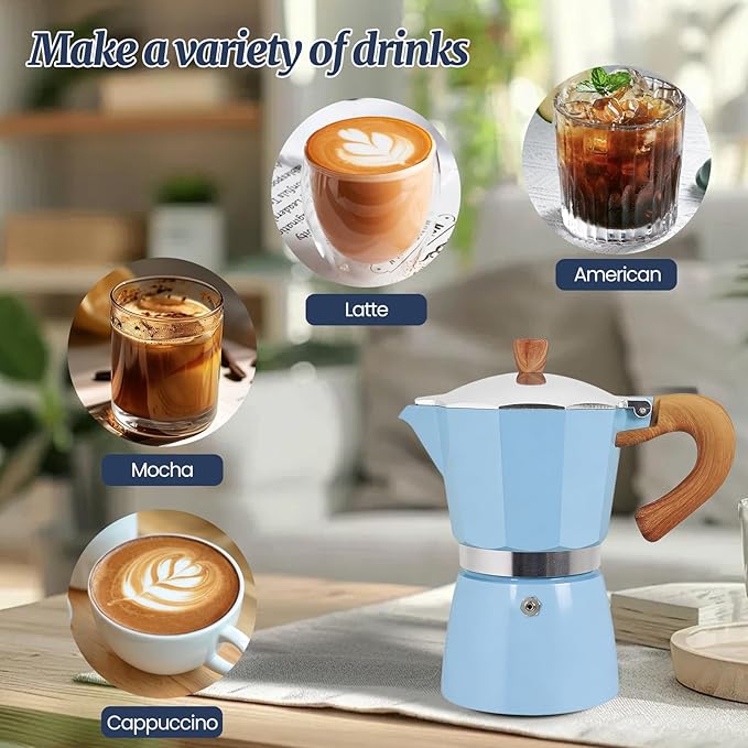 9 Cup Moka Pot Aluminum 450ml Italian Coffee Maker Stovetop Espresso CoffeeMakers Mocha Pot Percolator for Electric Ceramic Stove Classic Greca Cafe Makers Portable for Easy Brewing