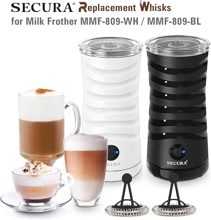 2 Replacement Whisks for 4-IN-1 Electric Milk Frother Automatic Milk Steamer MMF-809-WH, MMF-809-BL Black 1.5 x 1.5 inches