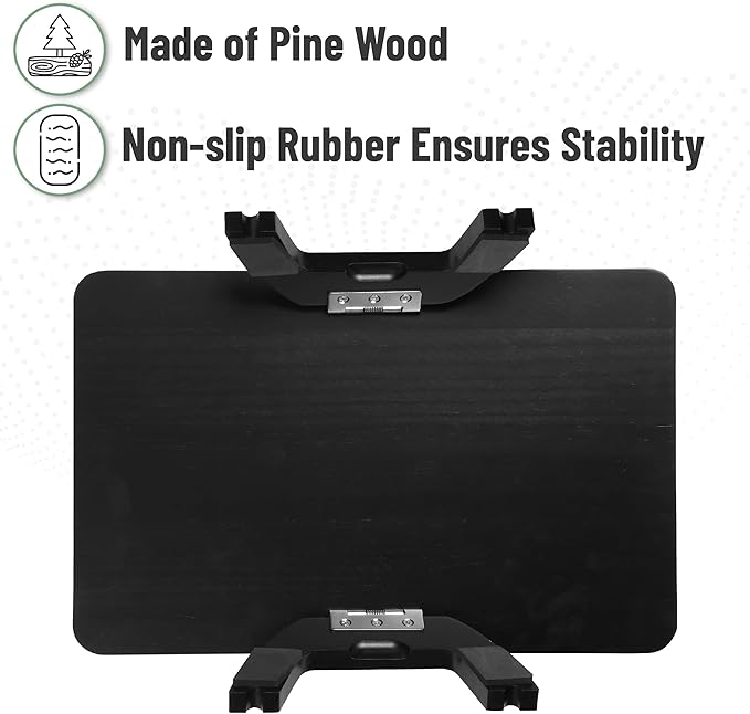 BAMBOO LAND- Couch Arm Tray, Wooden Folding Couch Armrest Table, Black, Rectangular Clip-On Sofa Arm Tray with 360° Rotating Phone Holder