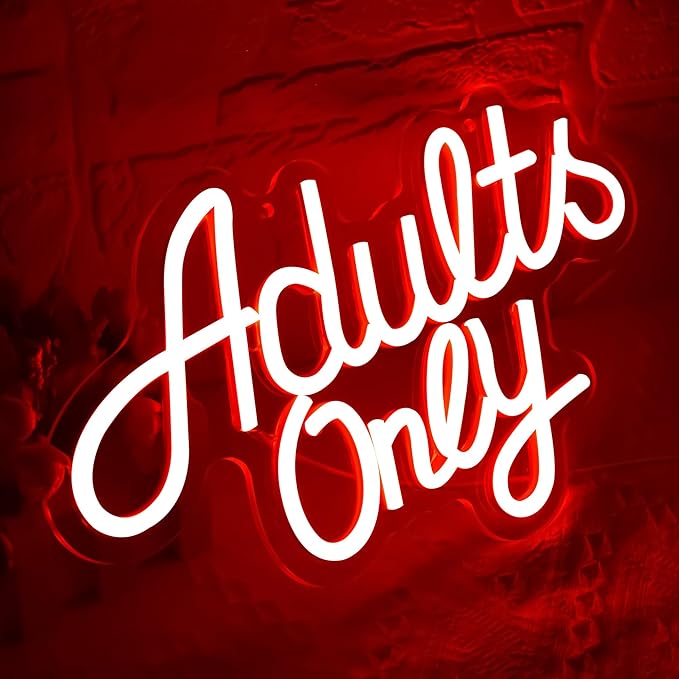 Adults Only Neon Sign for Wall Decor Red Text Light Up Sign Business Signs Neon Signs for Man Cave Garage Decor for Bar Pub Party Live Bedroom Hotel USB Powered LED Wall Art Size 12.8*8.1in（GLND350）