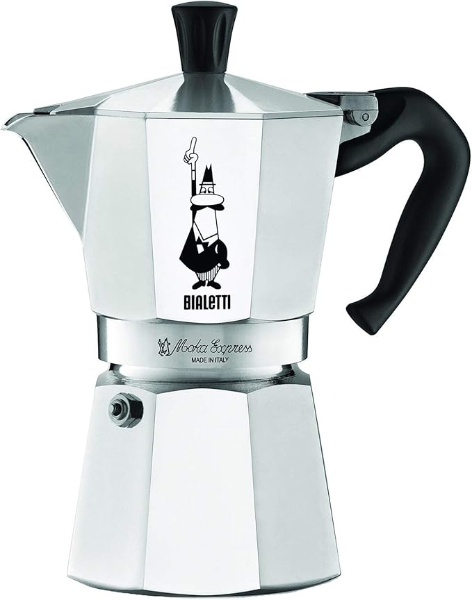 Bialetti 6-Cup Moka Express Espresso Maker Machine, Silver, 300 Milliliters, Includes 6 Gaskets & 2 Filters