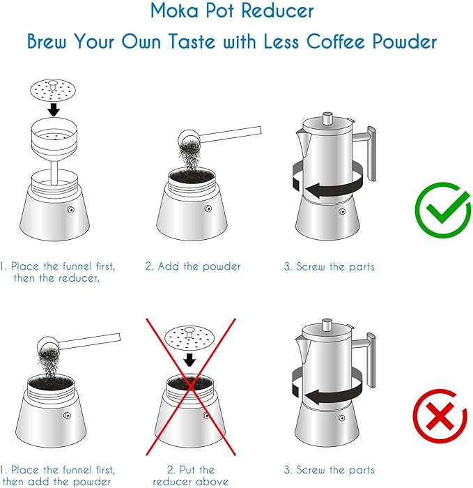 Easyworkz Stainless Steel Coffee Funnel Filter with Reducer, Espresso Maker Replacement,4 cup size