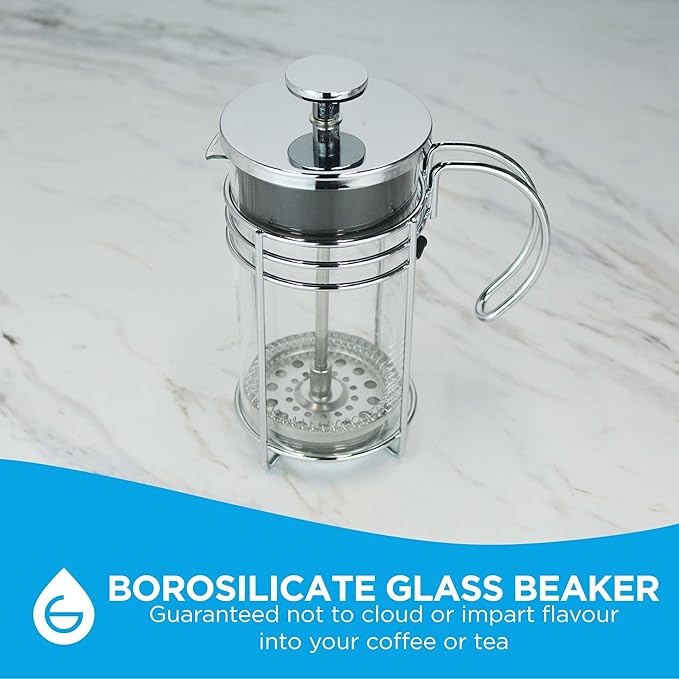 GROSCHE MADRID French Press - Premium Coffee and Tea Maker - 1.0L - 34oz - Borosilicate Glass Beaker - Dual Filter System For Rich Brew - Versatile Brewing | Stainless Steel Filter