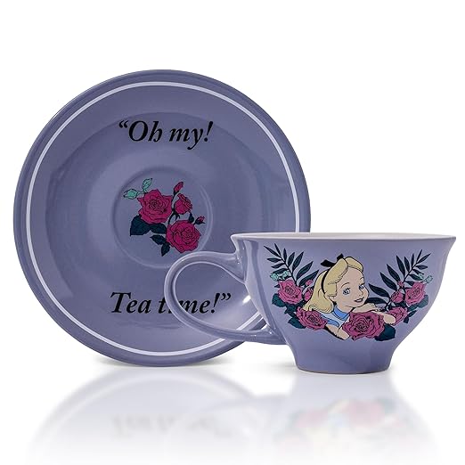 Silver Buffalo Alice in Wonderland Oh My Boxed Ceramic Teacup and Saucer, 12 Ounces