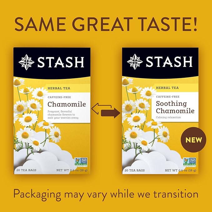 Stash Tea Soothing Herbal Tea 6 Flavor Variety Pack, 6 Boxes With 18-20 Tea Bags Each