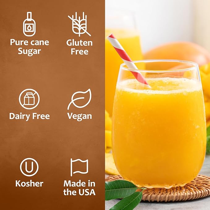 Syruvia Mango Syrup, Flavored Syrup for Drinks, Cocktails, Lemonades, Iced Teas, and Desserts – 25.4 fl oz, With Pump