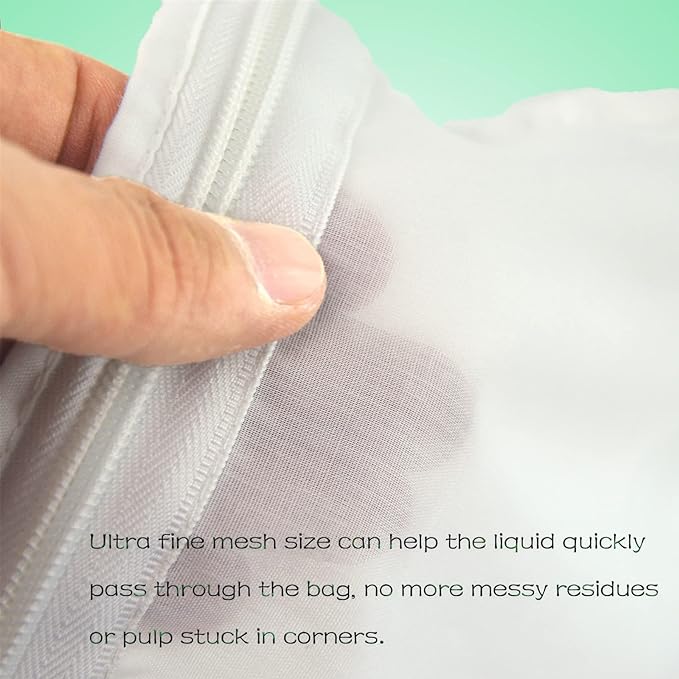 WMKGG Ultra Fine Mesh Strainer Bags, Reusable Mesh Filter Bags with Stainless Steel Handle Frame for Filter NutMilk, Coffee, Milk, Butter, Juices and Fresh Cheese (Large + Small)