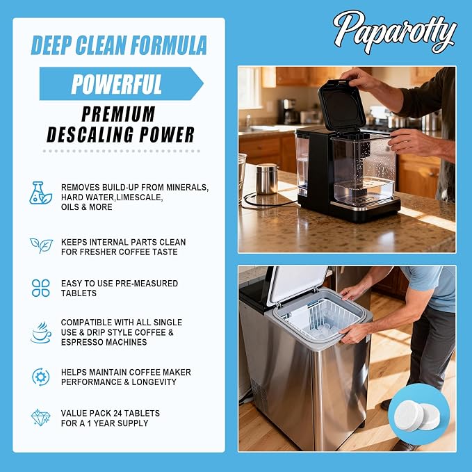 Coffee Machine Cleaner & Descaler Tablets, 2 in 1 Ice Maker Cleaner Tablets, Removes Limescale, Odor & Residue, Deep Clean for Espresso Machines, Coffee Makers & Ice Machines - Image 2