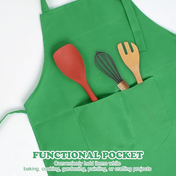 SINLAND Kids Aprons with Large Pocket 2 Pack | Adjustable Cooking Chef Aprons,Stain Resistant Toddler Apron for Baking Painting Gardening Boys Girls - Image 4