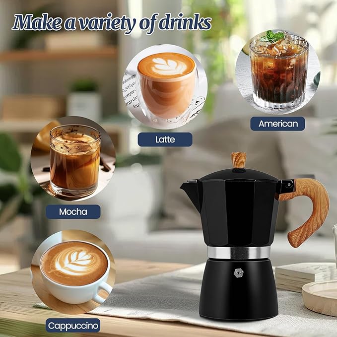9 Cup Moka Pot Aluminum 450ml Italian Coffee Maker Stovetop Espresso CoffeeMakers Mocha Pot Percolator for Electric Ceramic Stove Classic Greca Cafe Makers Portable for Easy Brewing