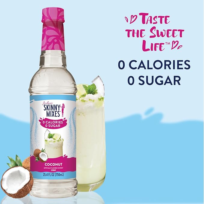 Jordan's Skinny Mixes Sugar Free Syrup, Coconut Flavor, Fruit Flavored Water Enhancer, Drink Mix for Ice Tea, Lemonade & More, Zero Calorie Flavoring, Keto Friendly, 25.4 Fl Oz, 6 Pack - Image 3